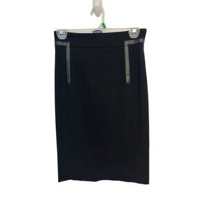 Akris Punto Womens Black Pencil Skirt Faux Leather Trim US size 2 4
